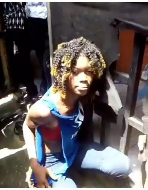 Female Armed Robber In Port-Harcourt Caught Chilling On Bed Of Her Victim (Pic)